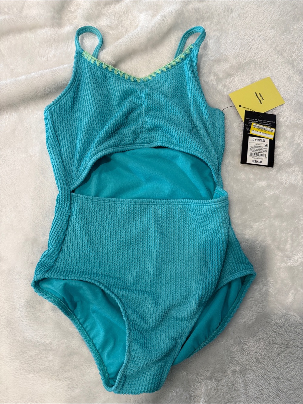 art class Turquoise Textured One-Piece Swimsuit with Front Cutout